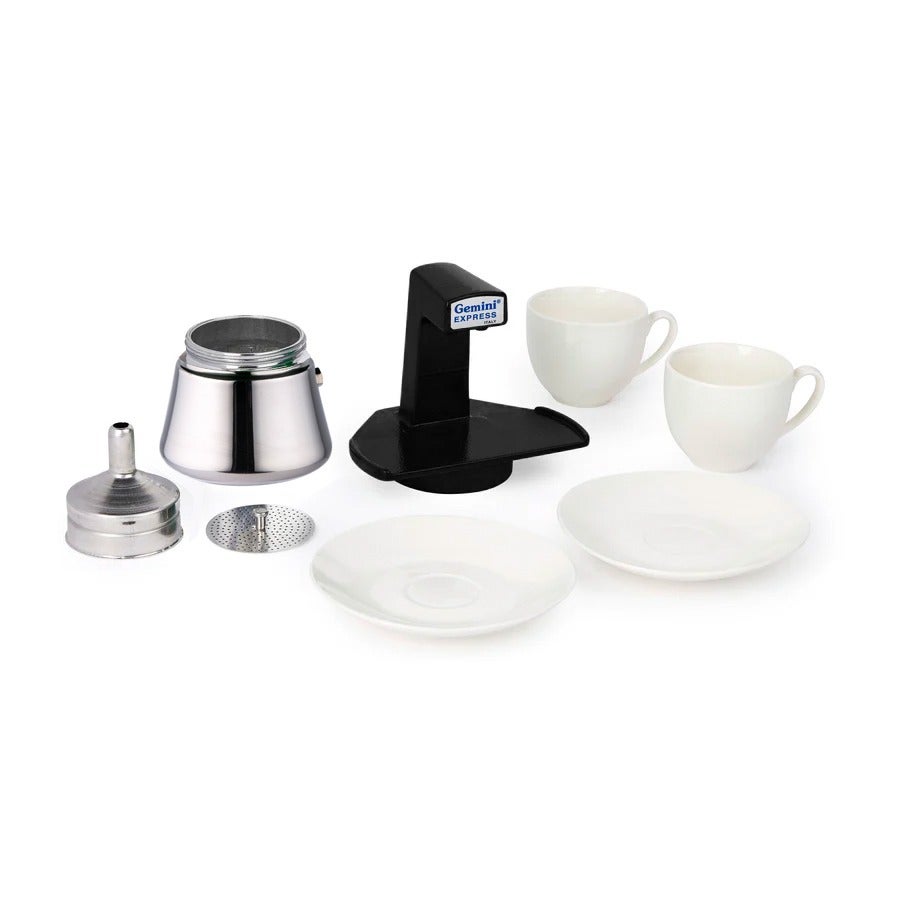 Gemini express Indu. Black w/ 2 .cups and saucers Black One Size