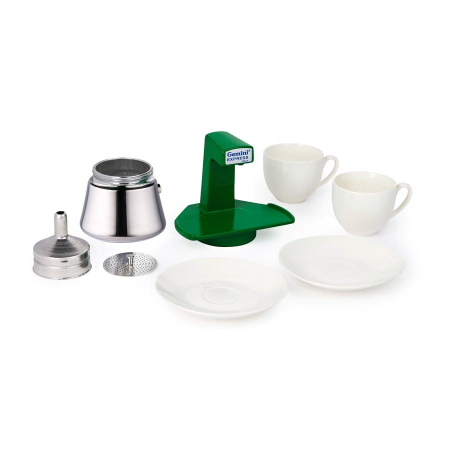 Gemini express Indu. Green w/ 2 .cups and saucers Green One Size