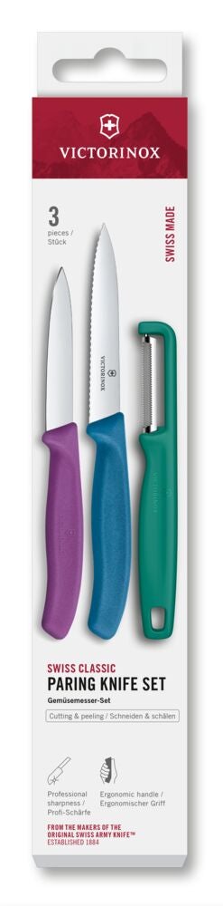 Swiss Classic, paring knife set w I-peeler, 3pcs Multicolour One Size