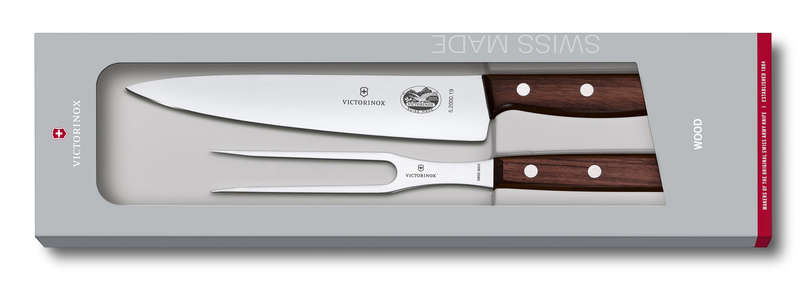 Knivset med tranchergaffel och 19 cm kockkniv Wood One Size