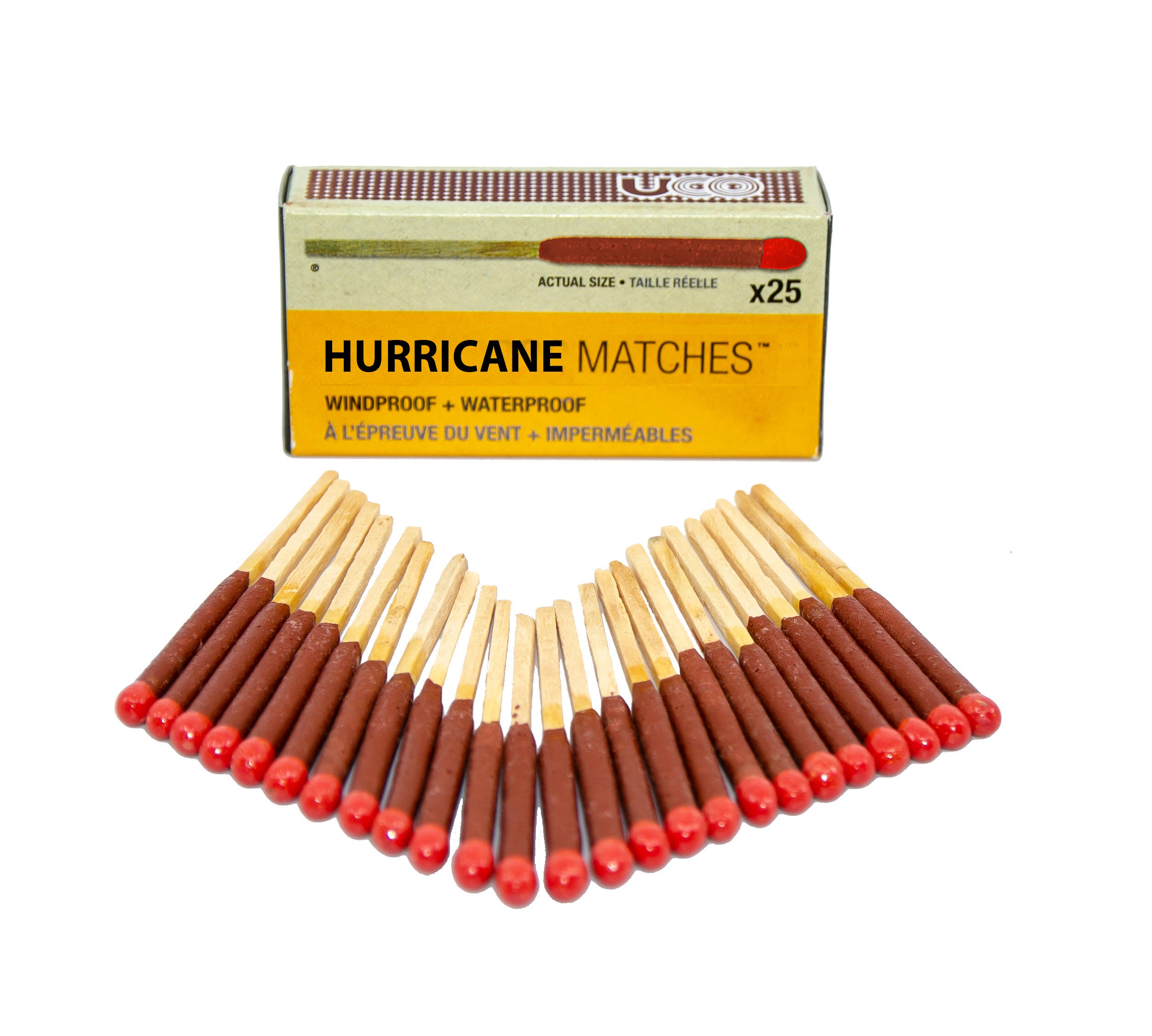 Hurricane Matches - 25 matches  Yellow One Size