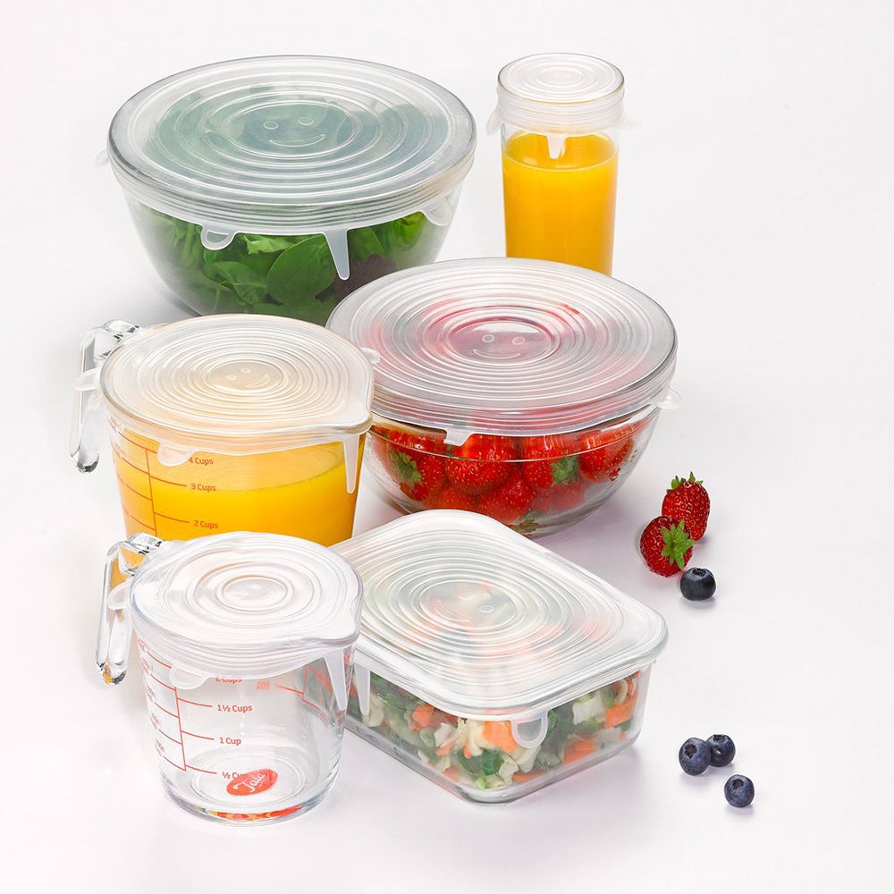6 Silicone cov.Dim: 21,16.5, 14.5, 11.5, 9.5, 6.5 Transparent One Size