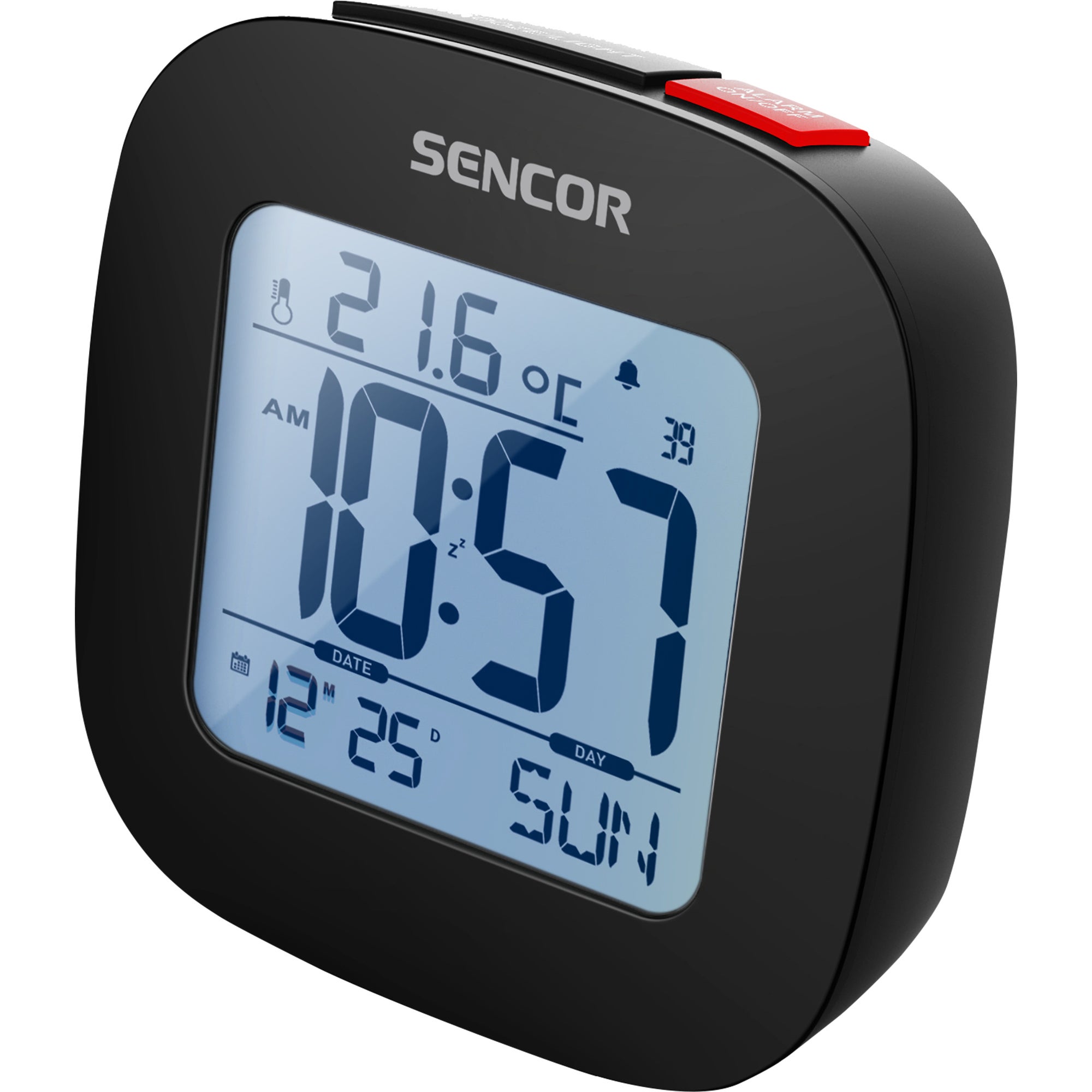 Digital väckarklocka med termometer Black One Size