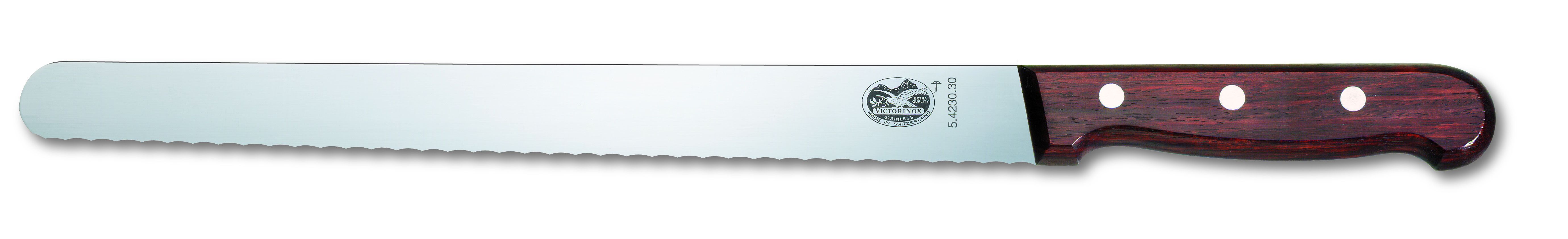 Skinkkniv, vågigt blad, 30 mm bred, rund spets, tr Wood One Size