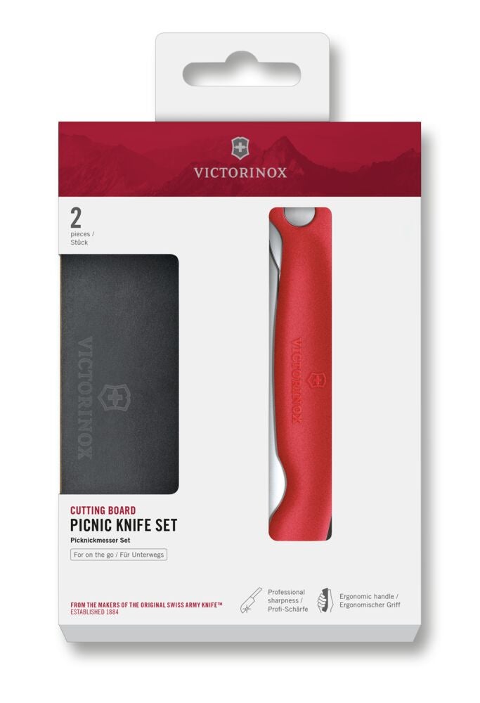 Cutting board picnic knife set, 2pcs Red One Size