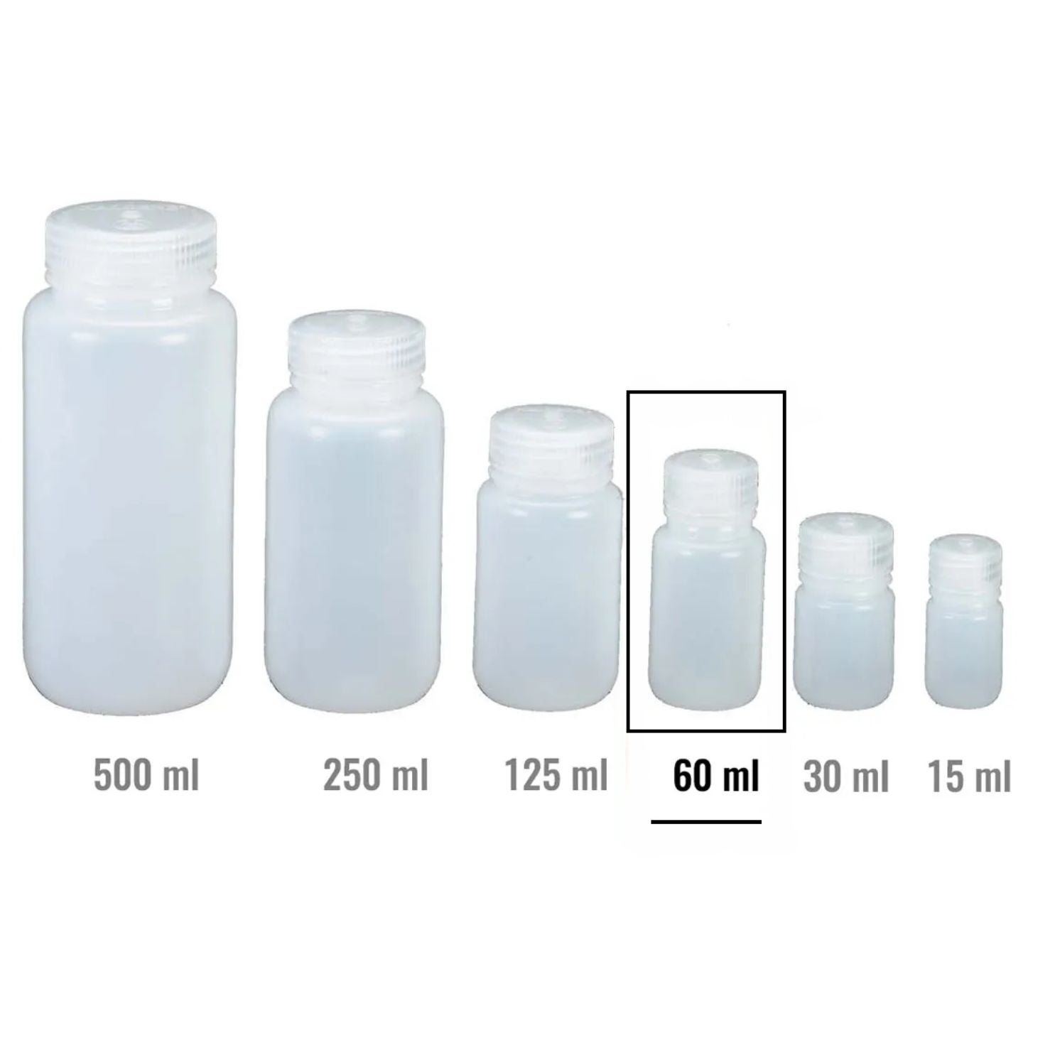 Bottle, 60ml WM, HDPE White One Size