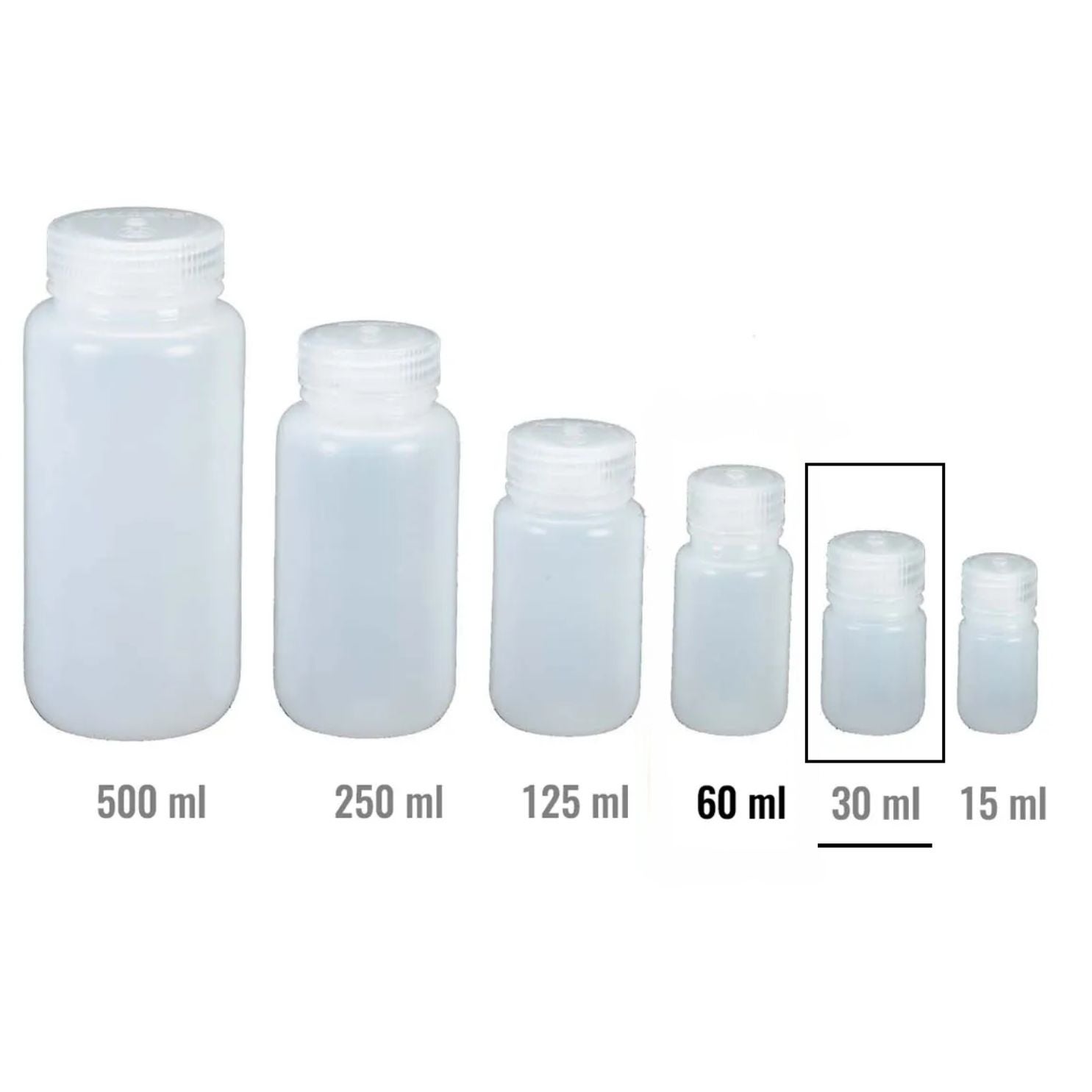 Bottle, 30ml WM, HDPE White One Size