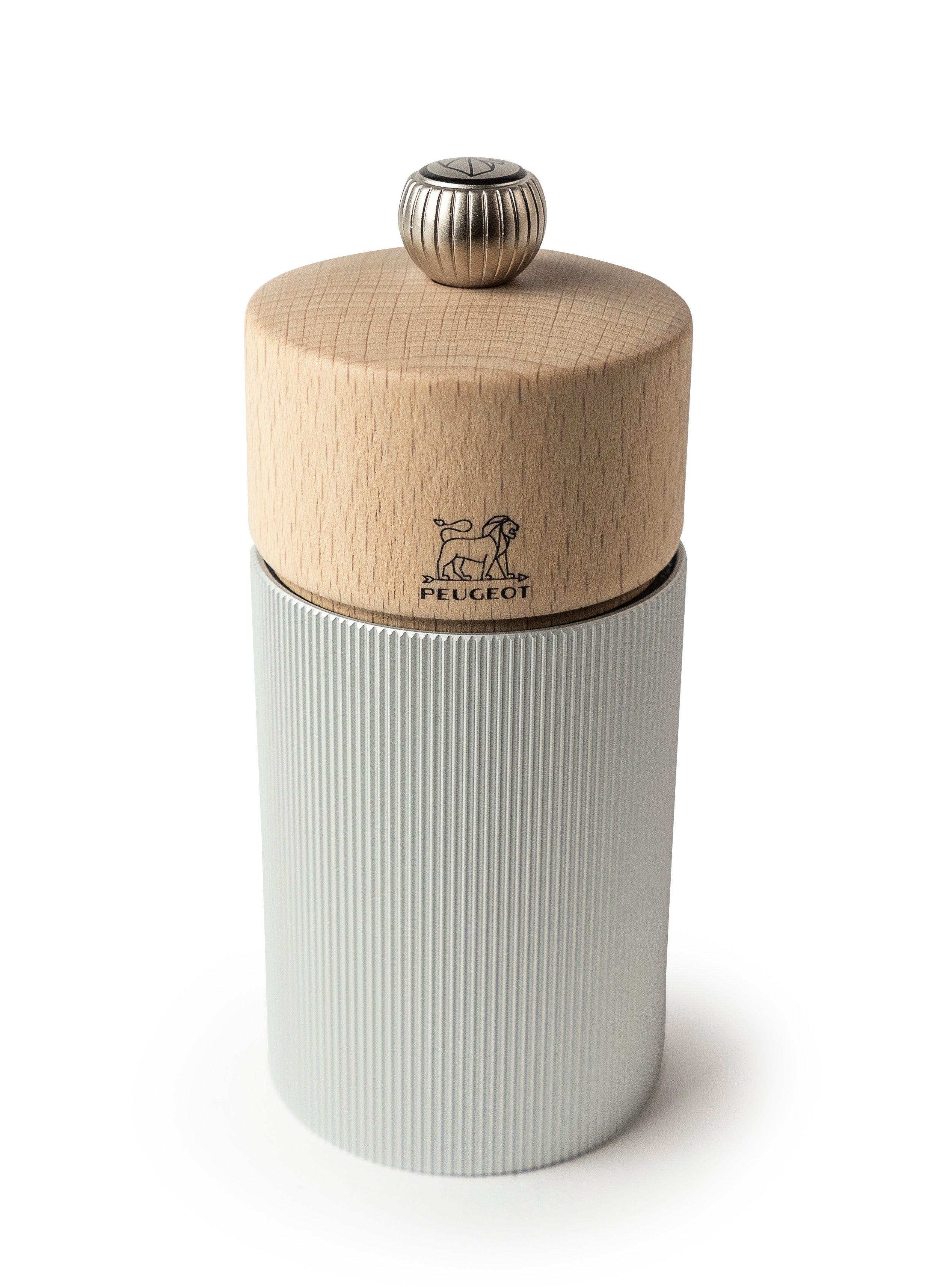 Line Natural Pepper Mill Wood/Aluminium 12 cm Natural Wood - Aluminium One Size