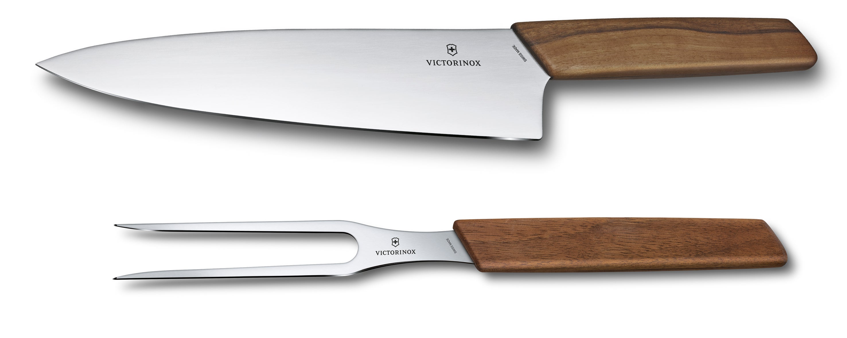 Swiss Modern Carving Set, 2 pieces Walnut One Size