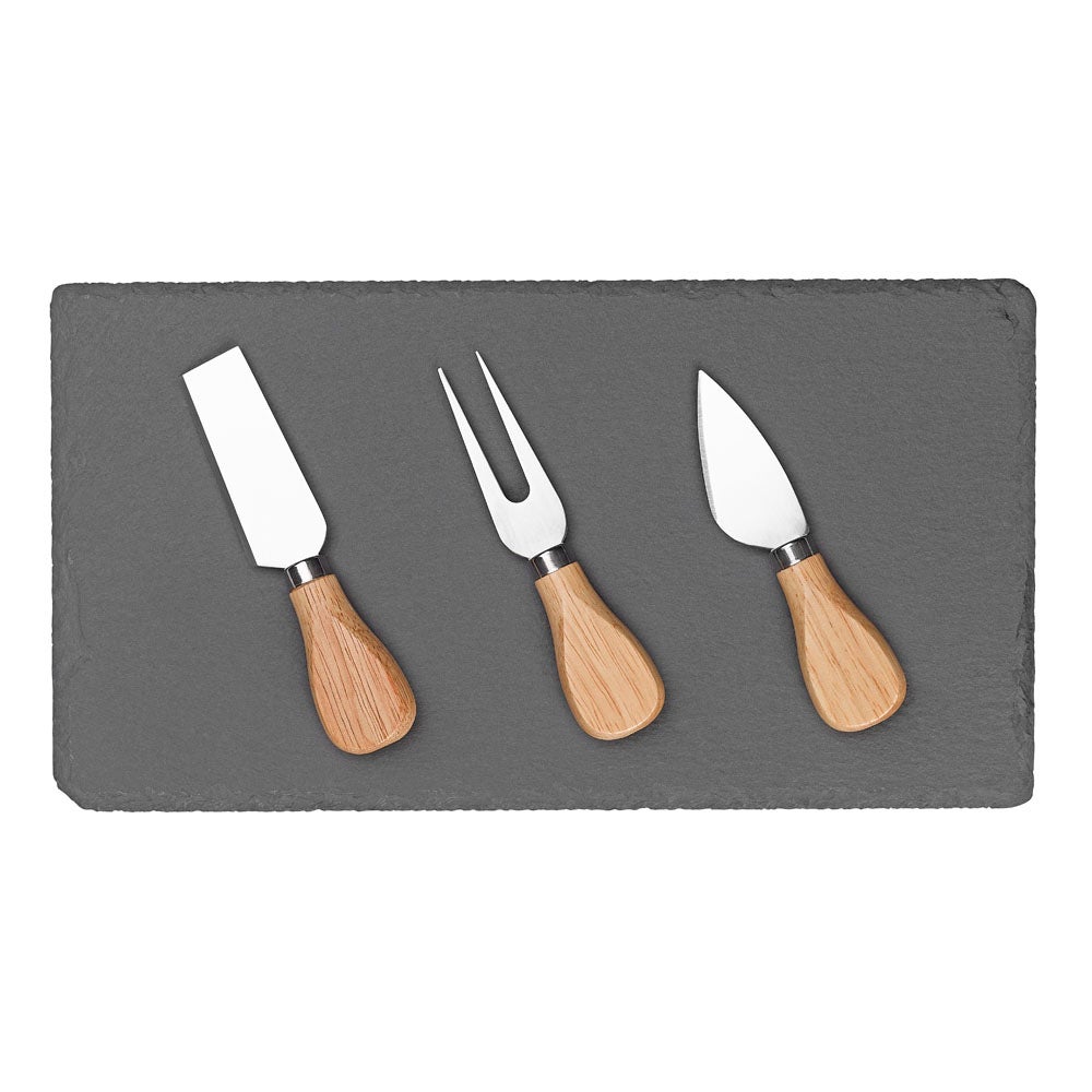Tala Ostbricka av skiffer med 3 ostverktyg Wood One Size