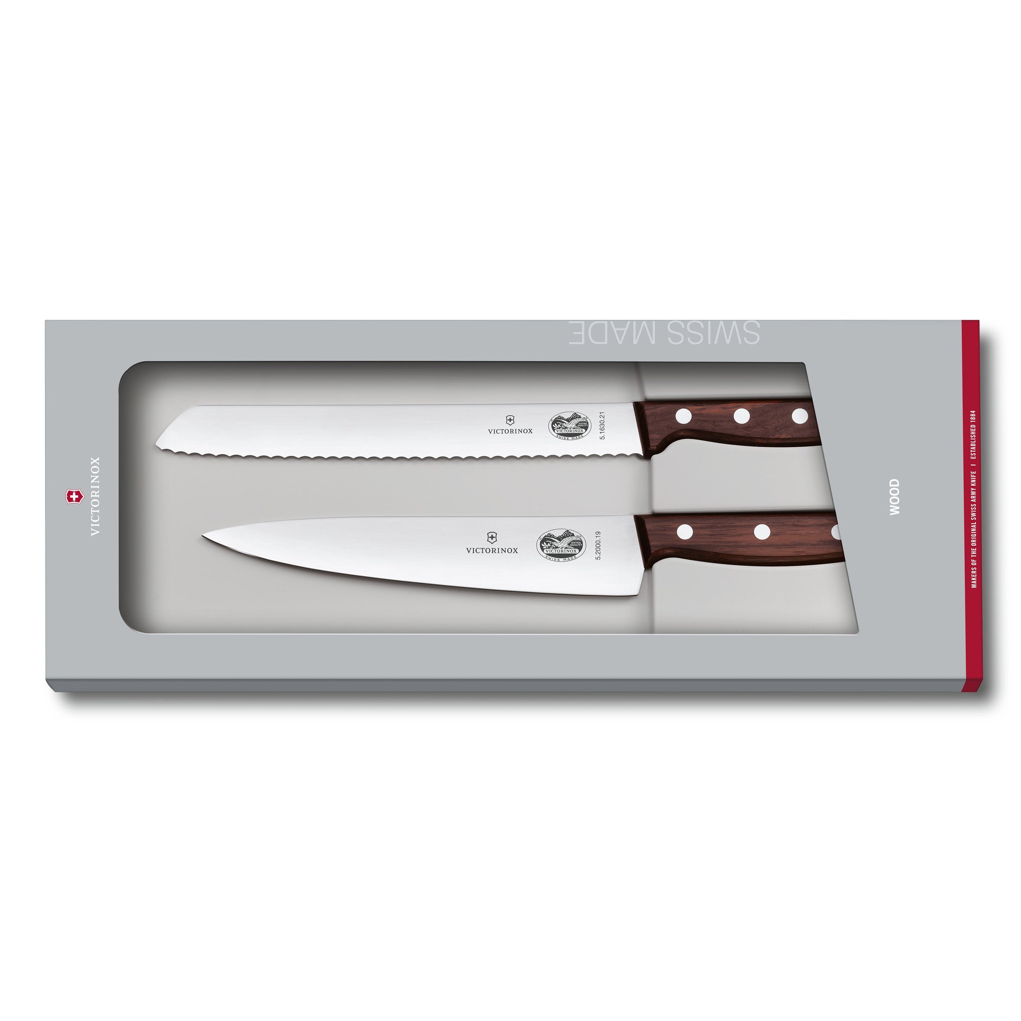 Köksknivsset, 19 cm kockkniv och 21 cm brödkniv Wood One Size
