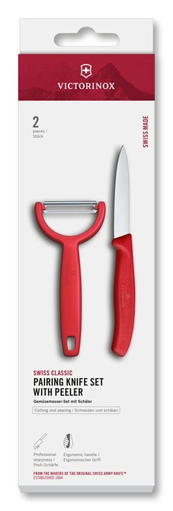Swiss Classic, paring knife set w Y-peeler, 2pcs Red One Size